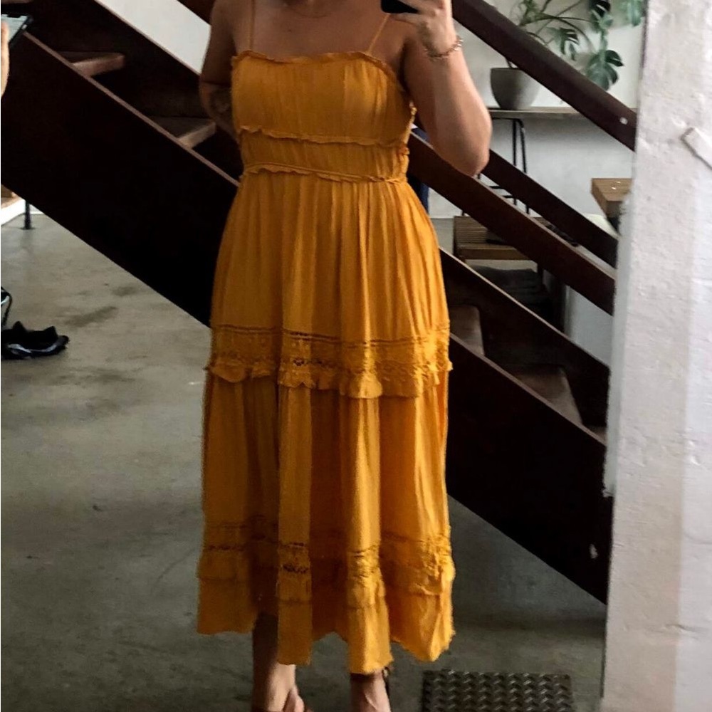 NWT Indikah Mustard Yellow Boho Dress